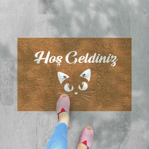 M&H Quality  kitten Heart Temalı Coco Görünümlü Dekoratif Dış Kapı Önü ve Iç Mekan Paspası