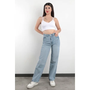 JB Paris Boru Paça Yüksek Bel Boyfriend Jean %100 Pamuk Açık Mavi Kadın Kot Pantolon - 591-2202