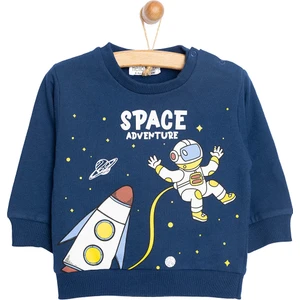 Basic Az Şardonlu Uzay Baskılı Sweatshirt Erkek Çocuk