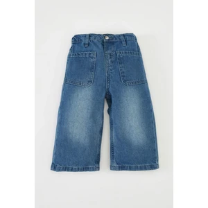 Kız Bebek Esnek Bantlı Geniş Bol Paça Beli Lastikli Cepli Jean Pantolon D1831A524AU