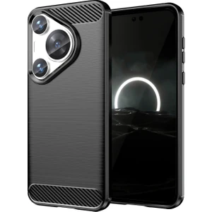 Huawei Pura 70 Pro Brushed Carbon Fiber Silikon Kılıf - Siyah AL3332