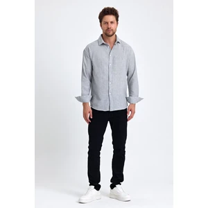 Cool Tarz Erkek Gömlek Yaka Keten Karışımlı Regular Fit Gömlek