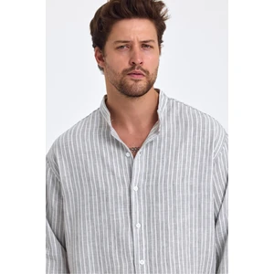 Cool Tarz Erkek Hakim Yaka Keten Karışımlı Regular Fit Gömlek