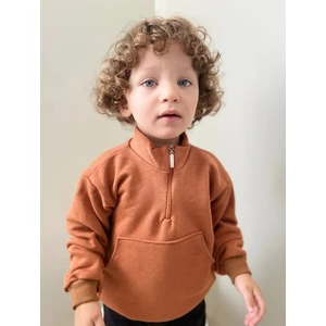Bebeğime Çorap Unisex Fermuarlı Dik Yaka Kanguru Cepli Çocuk Çocuk Sweatshirt