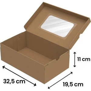 32,5X19,5X11  - 50 Adet Pencereli Kendinden Kapaklı Ayakkabı  Kutusu