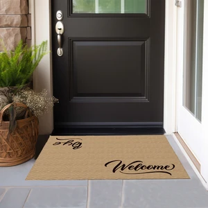 Menesa Home Welcome Yazılı Açık Kahve Renkli Iç ve Dış Kapı Önü Paspası
