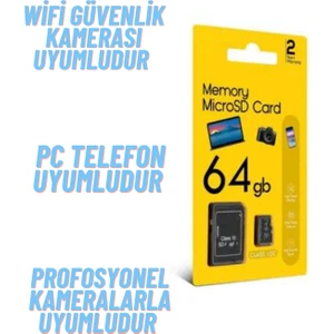 64GB Hafıza Kartı Adaptör Dahil Araç Kameraları ve Kameralar Için Uyumlu SD kart