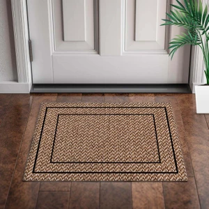 Menesa Home Açık Kahve Renkli Siyah Çizgili Çok Amaçlı Iç ve Dış Kapı Önü Paspası