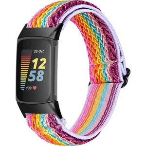 Fitbit Charge 5 Elastik Naylon Örgü Watch Kordon