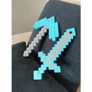 BURSA3DFILAMENT Sınırlı Sayıda İkili Set/ Minecraft Kılıç-Kazma 25 cm