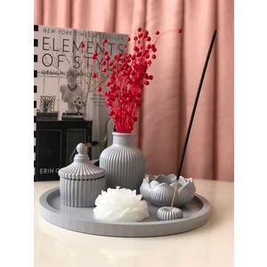 The Lavender Candle Gri Tepsili Set