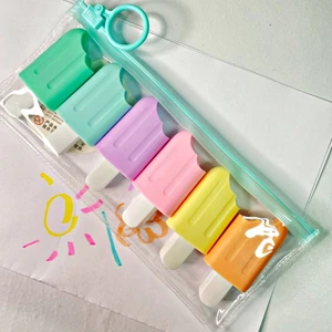 Mabs Tech 6 Renk Mini Dondurma Fosforlu Kalem Seti Okula Dönüş Sevimli Okul Hediyesi 6 Renkli Highlighter