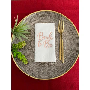 Rose Gold Yaldızlı Beyaz Bride To Be Peçete 16 Lı