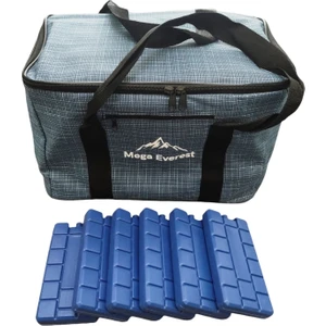Mega Everest Termos Çanta Buzluk Soğutucu Çanta Piknik Çantası 40 Litre + 6 Adet Buz Kaseti Hediye