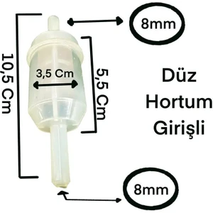 Üniversal Benzin ve Mazot Filtresi Şeffaf   Hortum Girişi Düz Model Webasto  ve Araç