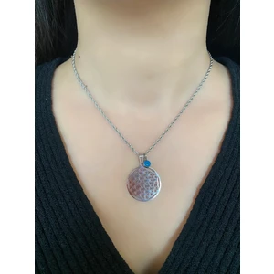 Just GAF Gümüş Renkli Yaşam Çiçeği Figürlü 3 mm Çelik Burgu Kolye