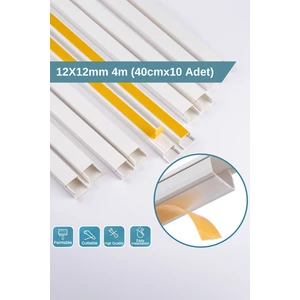 4 Metre (12X12MM) Kedinden Yapışkanlı Kablo Kanalı | 4m (10 Adet x 40CM) Kablo Gizleyici