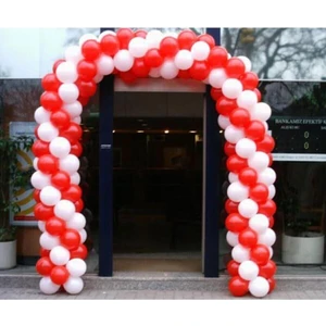 Balon Diyarı 100 Adet Metalik Kırmızı,Beyaz Balon+ 5 Mt Balon Zinciri