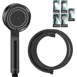 Maxima Siyah 5 Fonksiyon Duş Başlığı ve Siyah Duş Hortumu Duş Seti