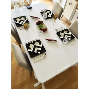 Meral Kurşun Collection Linen Keten Masa Örtüsü Beyaz 13 Parça