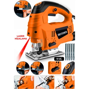 Alman 4600 W Lazerli Sjs Metal Şanzuman 6 Kademe Devirli Pandül Ayarlı Dekupaj Testere Makinesi 5 Uç Turuncu