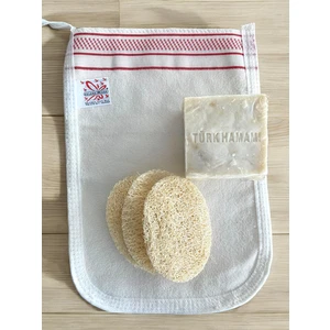 Aslancan Natural Shop 3'lü Vücut Bakım Seti, Doğal Türk Hamamı Sabunu, Kabak Lifi Yüz Kesesi, Kelebek Kese, Peeling