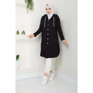 Pamuk Butik Kadın Kapüşonlu Düğme Kapamalı Kot Kap