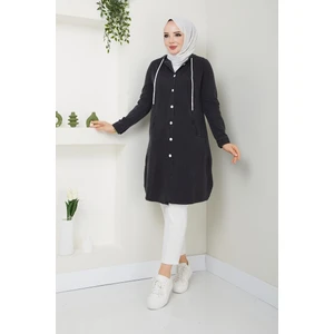 Pamuk Butik Kadın Kapüşonlu Düğme Kapamalı Kot Kap