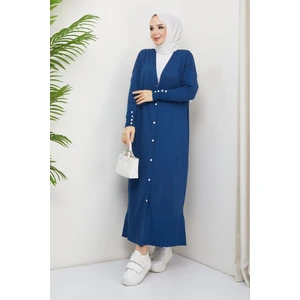 Pamuk Butik Kadın Merserize Düğme Detaylı Tam Boy Triko Hırka Benetton Yeşili