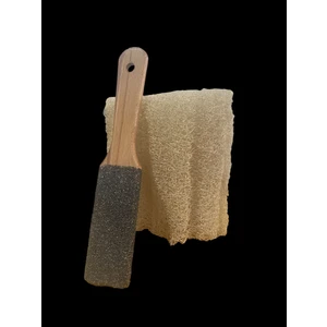 Aslancan Natural Shop Ahşap Saplı Topuk Törpüsü Ponza Taşı ,kabak Lifi Kese,2li Set