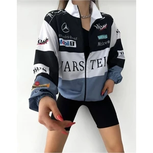 By Srt Giyim Unisex Paraşüt Dijital Baskılı Beyaz Rüzgarlık