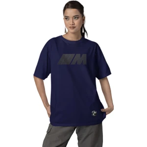 Bmw Logolu ve M Baskılı Unisex Oversize Pamuklu T-Shirt