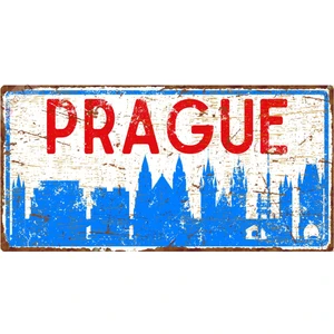 Hayg Equipment Prag Silüetli Dekoratif Alüminyum Tabela - Prag Manzaralı Duvar Dekoru Levha - 10cm X 20cm