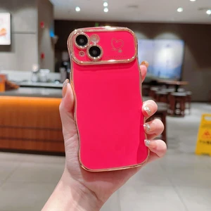 Forestl Digital iPhone 15 Için Kılıf Dalga Çerçevesi Aşk Kalpli Yükseltilmiş Kamera Koruma Tpu Kapak-Gül (Yurt Dışından)