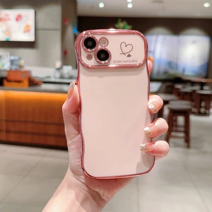 Forestl Digital iPhone 15 Için Kılıf Dalga Çerçevesi Aşk Kalpli Yükseltilmiş Kamera Koruma Tpu Kapak-Gül Pembesi (Yurt Dışından)