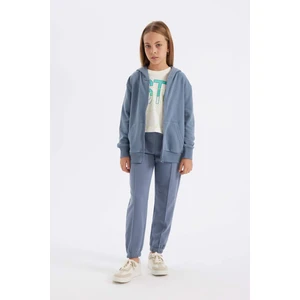 Kız Çocuk Gri Standart Fit Beli Paçası Lastikli Cepli Okul Jogger Eşofman Altı X9036A624AU