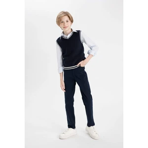 Erkek Çocuk Düz Paça Cepli Lacivert Basic Düz Gabardin Okul Pantolonu U3254A624AU