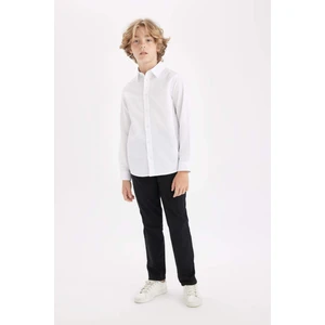 Erkek Çocuk Düz Paça Beli Lastikli Cepli Basic Düz Siyah Gabardin Okul Pantolonu T8850A624AU