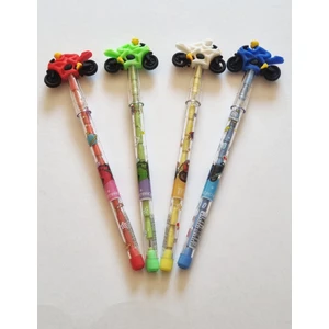 4'lü 4 Farklı Renkte Motosiklet Başlıklı Yumurtlayan Geçmeli Kurşun Kalem