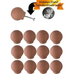 Vera Hediyelik Eşya 12 Adet Küre Ahşap Kulp Lüks Country Mutfak Mobilya Dolap Çekmece Kulbu 3301000000828