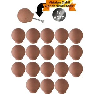 Vera Hediyelik Eşya 18 Adet Küre Ahşap Kulp Lüks Country Mutfak Mobilya Dolap Çekmece Kulbu 3301000000831
