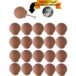 Vera Hediyelik Eşya 20 Adet Küre Ahşap Kulp Lüks Country Mutfak Mobilya Dolap Çekmece Kulbu 3301000000832