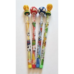 4'lü 4 Farklı Gövde Renkli Futbol ve Dünya Kuması Başlıklı Yumurtlayan Geçmeli Kurşun Kalem