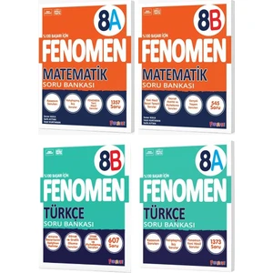 Fenomen Yayınları 2025 8. Sınıf A - B Serisi Matematik Soru Bankası - Türkçe Soru Bankası 4'lü Set