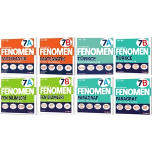 Fenomen Yayınları Okul 2025 7. Sınıf Matematik + Türkçe + Fen + Paragraf A + B Serisi Soru Seti 8 Kitap