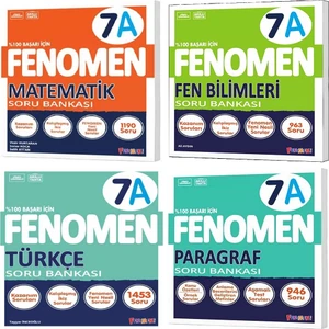 Fenomen Yayınları Okul 2025 7. Sınıf Matematik + Türkçe + Fen + Paragraf A Serisi Soru Seti 4 Kitap