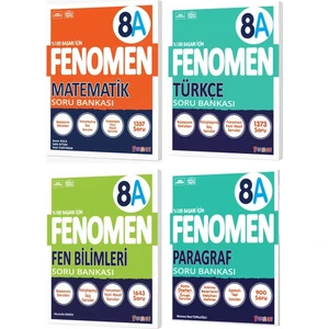 Fenomen Okul 2025 8. Sınıf Matematik + Türkçe + Fen + Paragraf A Serisi Soru Bankası Seti 4 Kitap