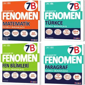 Fenomen Yayıncılık Okul 2025 7. Sınıf Matematik + Türkçe + Fen + Paragraf B Serisi Soru Seti 4 Kitap
