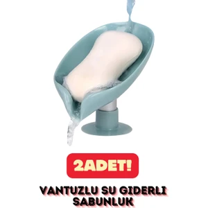 2 Adet Şık Tasarımlı Su Tutmaz Vantuzlu Su Giderli Sabunluk