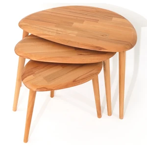Faw Decor Naturel Masif Doğal Tekli, 2'li, 3'lü Zigon Sehpa Set, Modern Masif Yan Sehpa